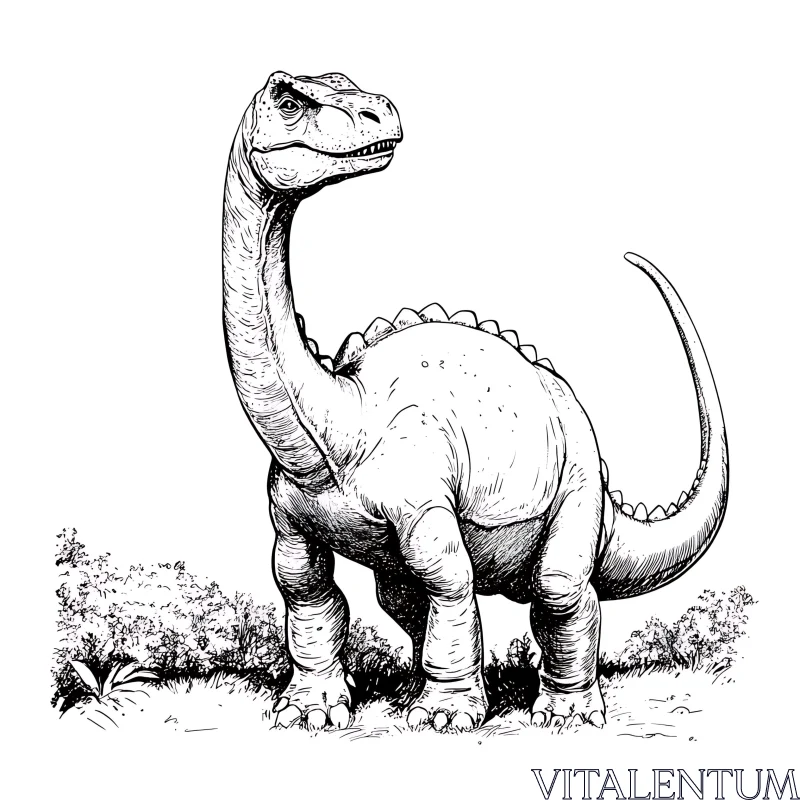 Intricate Sauropod Dinosaur Sketch AI Image