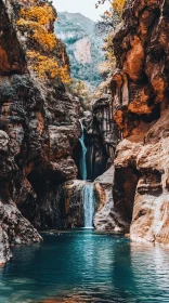 Majestic Canyon Waterfall in Fall