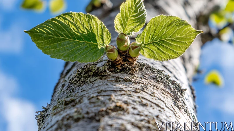 AI ART Tree Buds and Leaves Close-Up