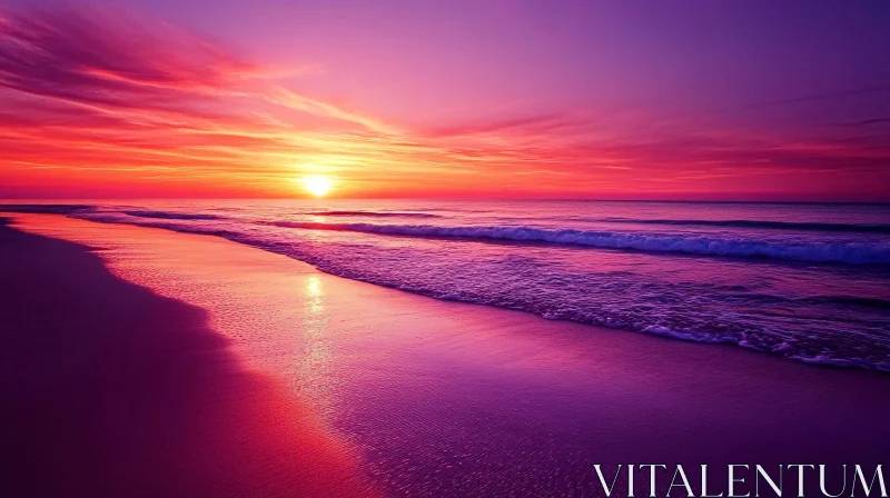 Colorful Beach Sunset AI Image