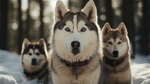 Atmospheric Portraits of Siberian Huskies in Snow