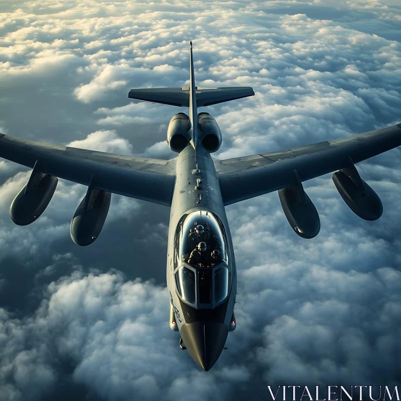 Mighty Aircraft in Flight Over Cloudscape AI Image