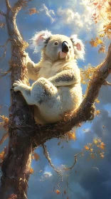 Koala Among Autumn Leaves