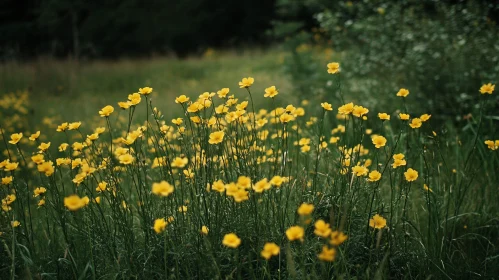 Yellow Blossoms in a Green Meadow