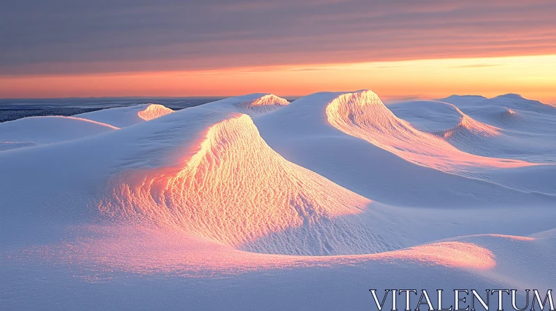 AI ART Golden Hour on Snow-Covered Dunes