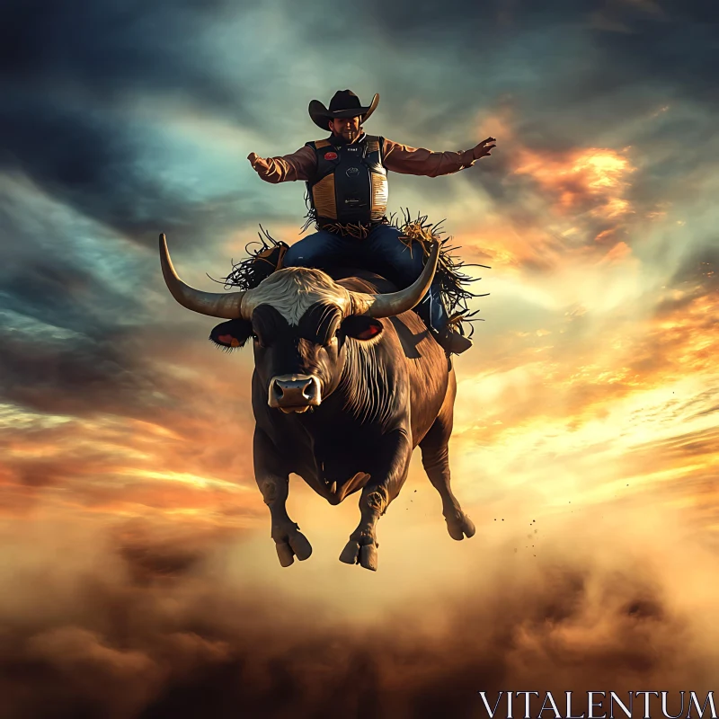 Bull Rider in the Sky AI Image