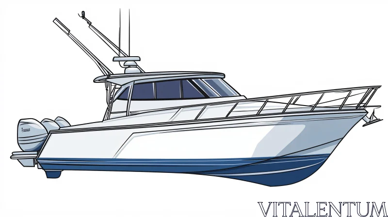 Modern Motorboat Drawing with Sleek Lines and Twin Motors AI Image