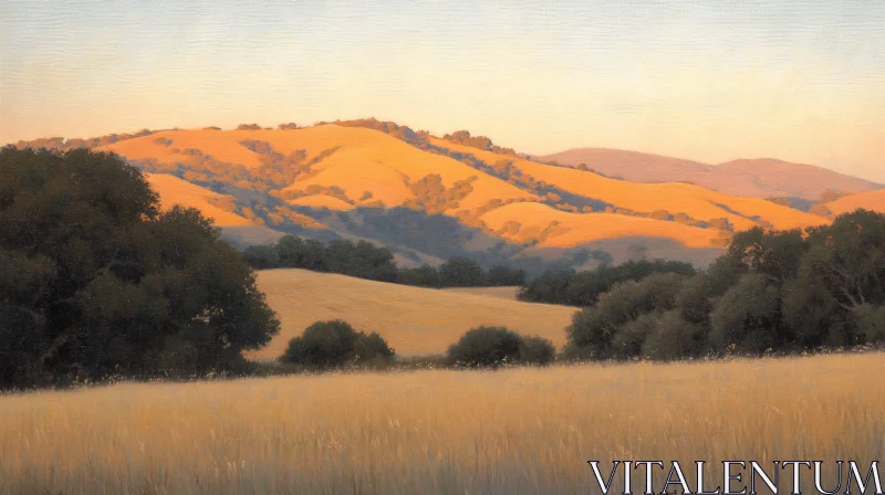 AI ART Golden Hour Over Rolling Hills