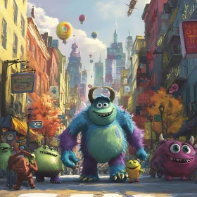 Whimsical City Adventures of Cartoon Monsters