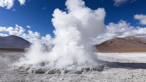 Breathtaking Geyser in a Mountainous Region