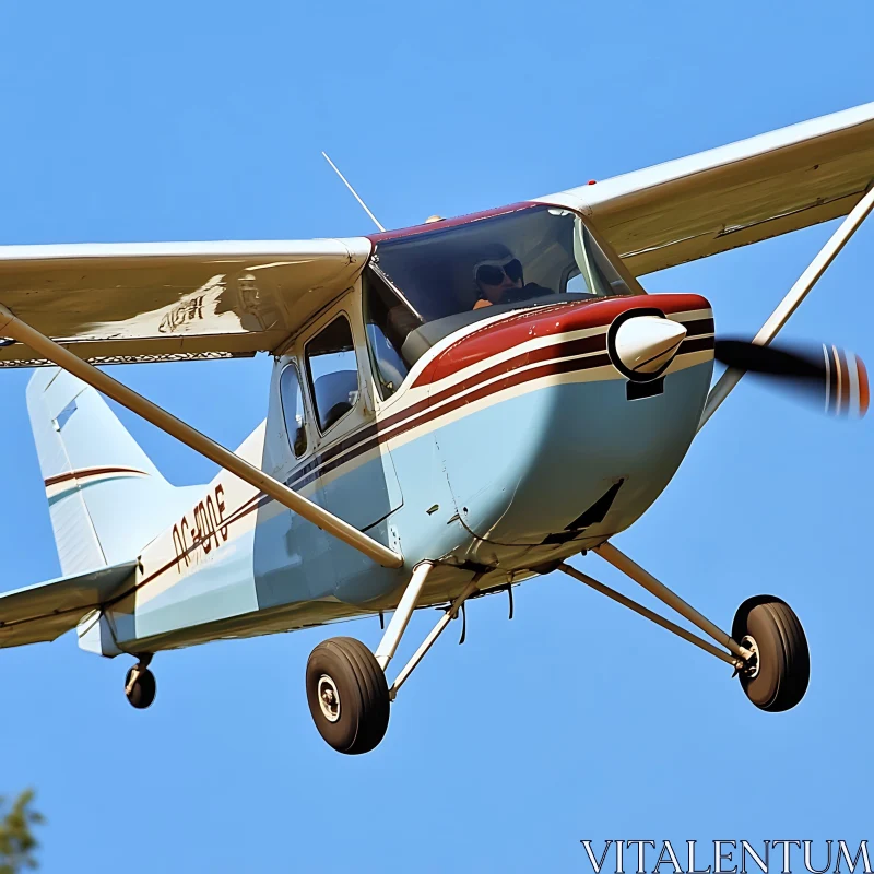 Light Aircraft Soaring in Clear Sky AI Image