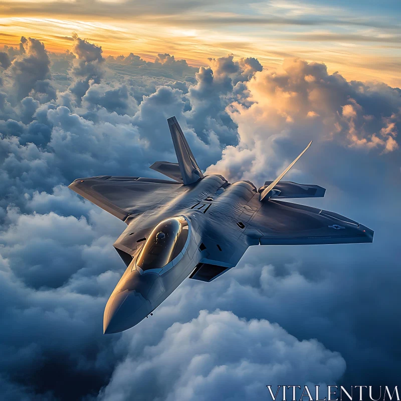 Jet Plane in a Dramatic Sunset Sky AI Image