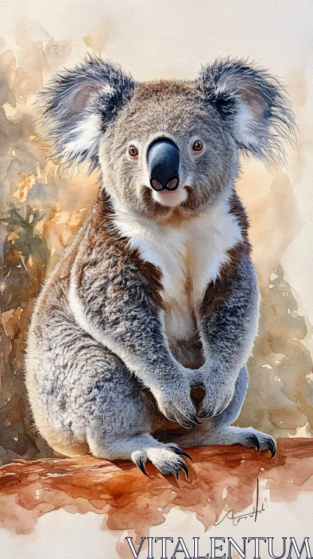 Koala Illustration in Watercolor AI Image