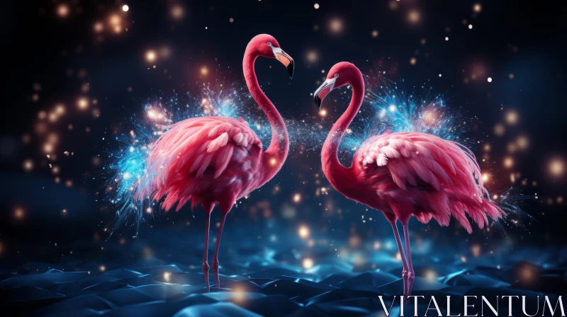 Charming Pink Flamingos: A Blend of Realism and Fantasy AI Image
