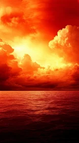 Dramatic Fiery Sunset Over Ocean