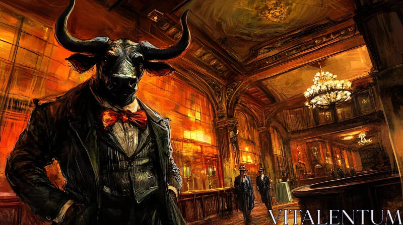 AI ART Bull-Man in Luxurious Setting