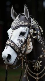 Ornate Horse in Traditional Costumes: A Close-Up Masterpiece