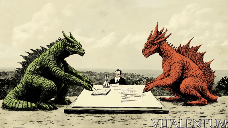 AI ART Formal Meeting between Two Dragons