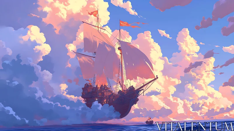 Serene Ocean Voyage at Dusk AI Image