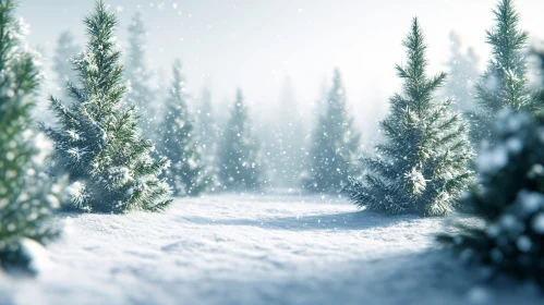 Snowy Evergreen Forest in Winter