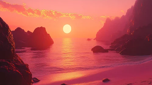 Serene Beach Sunset View