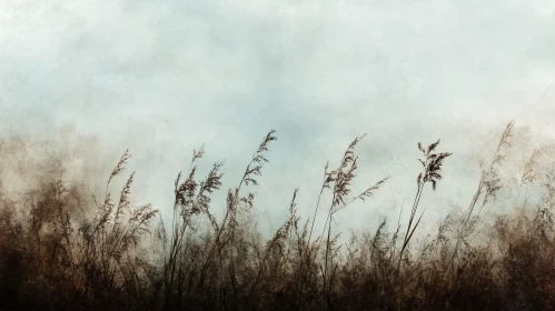 Grass Field Art with Tranquil Sky