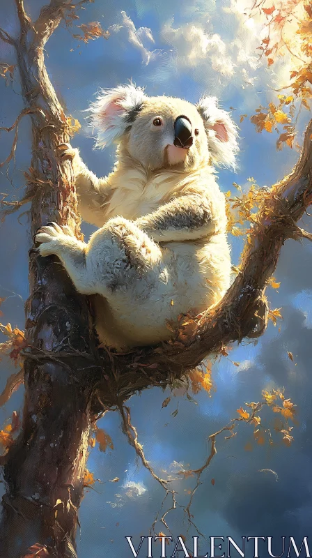 AI ART Koala Among Autumn Leaves