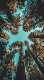 Upward Perspective of a Dense Forest Canopy