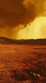 Threatening Storm Over Vast Barren Field