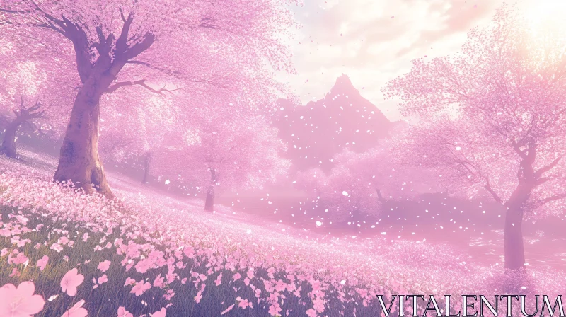 AI ART Cherry Blossom Trees in Bloom