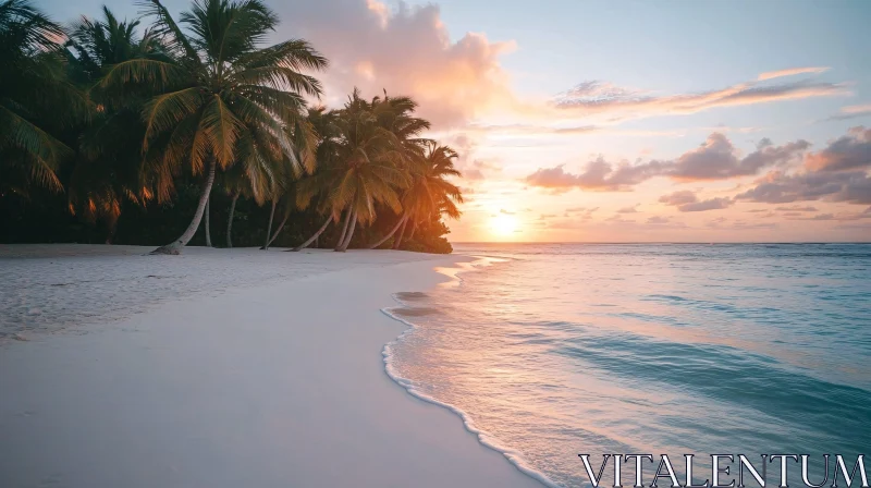 AI ART Peaceful Island Sunset with Ocean Waves