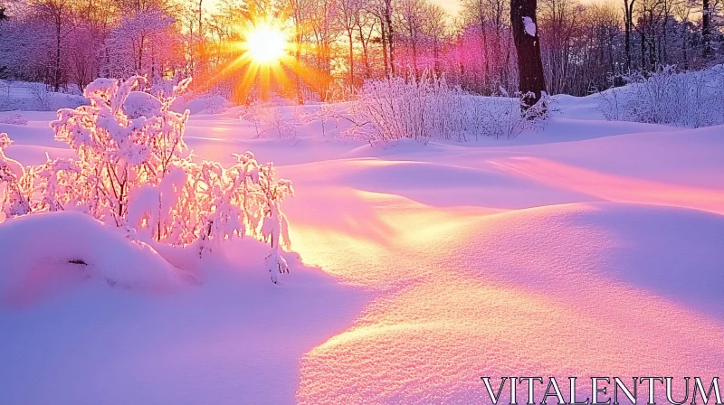 Serene Winter Morning with Golden Sunrise