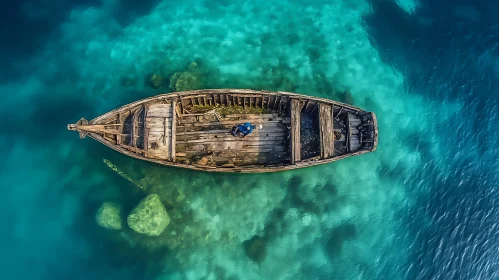 Eerie Aerial Snapshot of Old Shipwreck