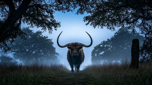 Bull in Misty Wilderness