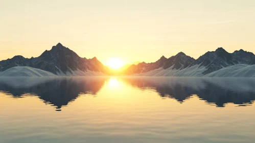 Majestic Sunset in Mountainous Landscape