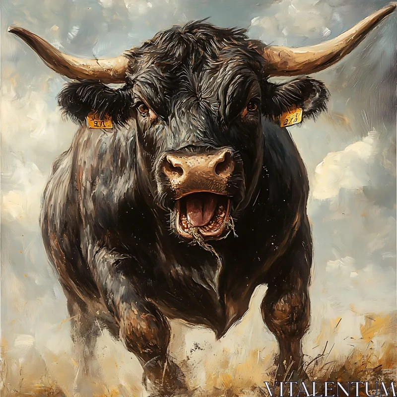 AI ART Mighty Bull in Full Charge