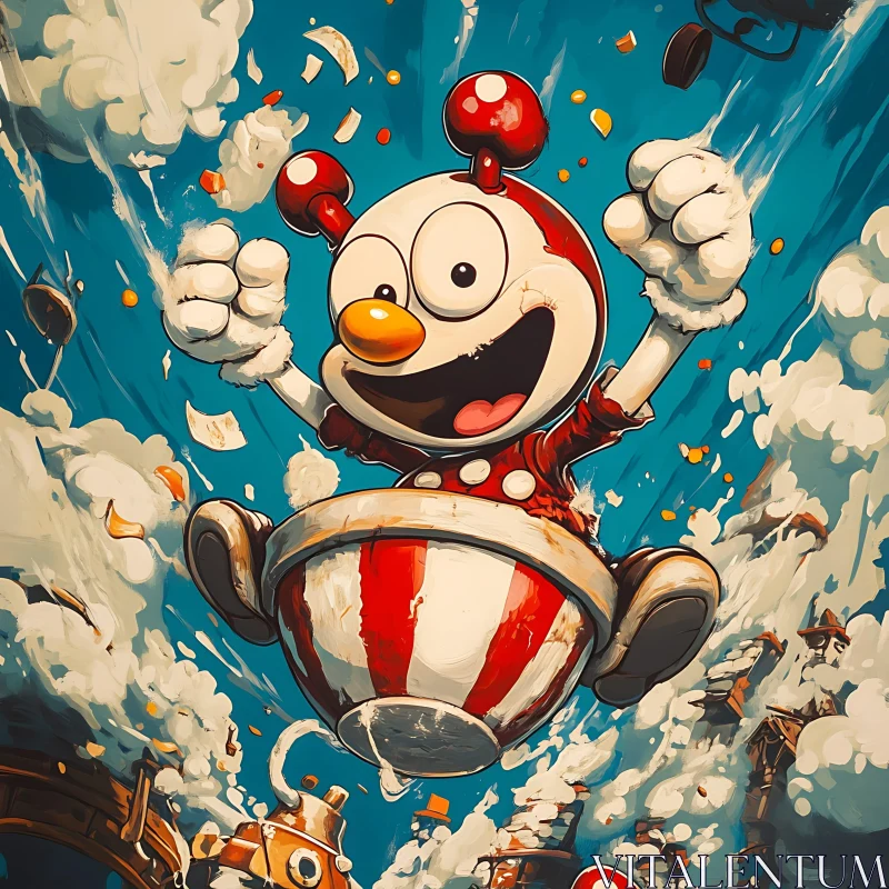 AI ART Energetic Cartoon Character in a Whimsical Scene