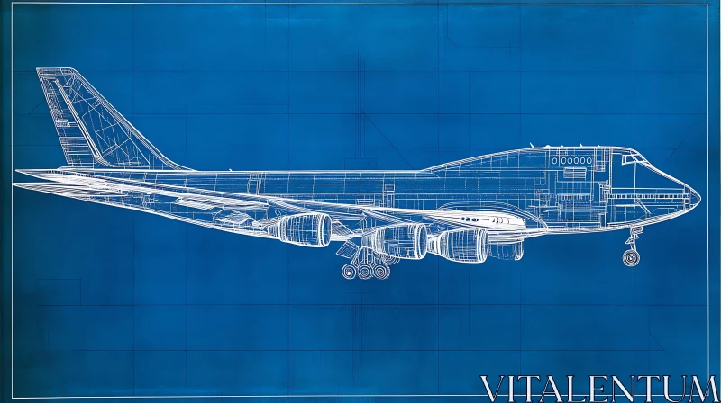 Aircraft Design Blueprint Illustration AI Image