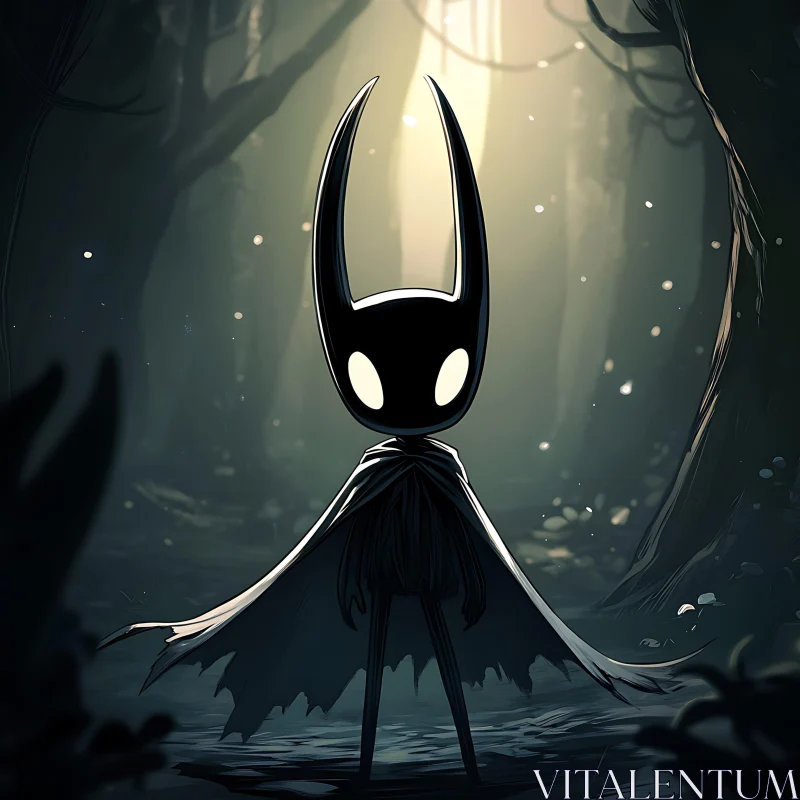 AI ART Enigmatic Figure in Shadowy Woods