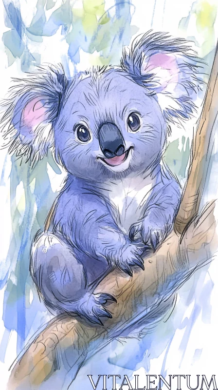 Playful Koala in Artistic Rendering AI Image