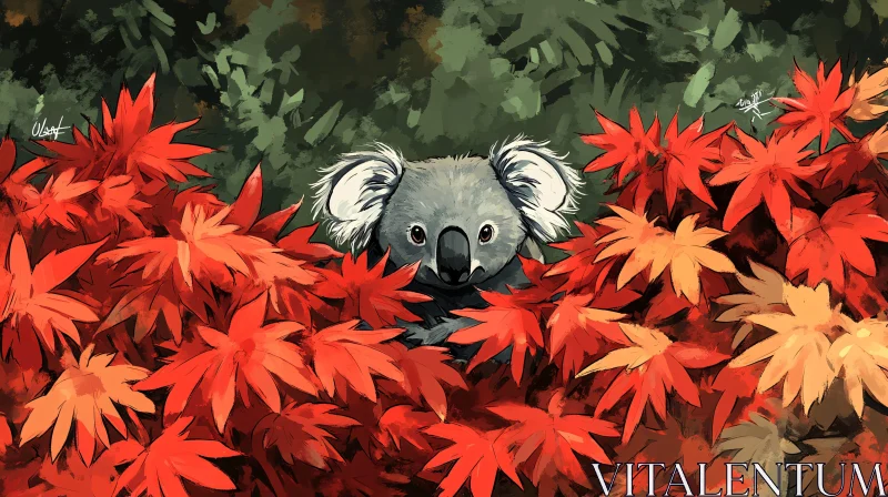 AI ART Wildlife in Colorful Leaves