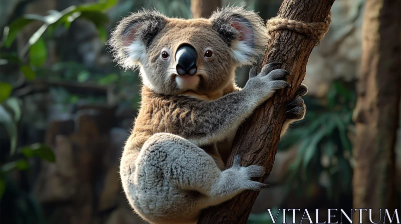 Koala Embracing a Tree in its Habitat AI Image