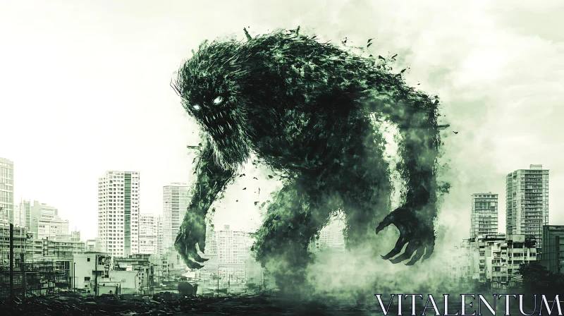 AI ART Giant Shadowy Beast in Modern City