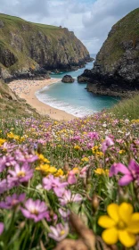 Idyllic Beachside Haven Amidst Cliffs and Blossoms