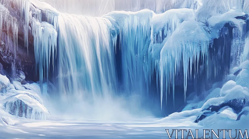 AI ART Stunning Winter Waterfall with Icicles