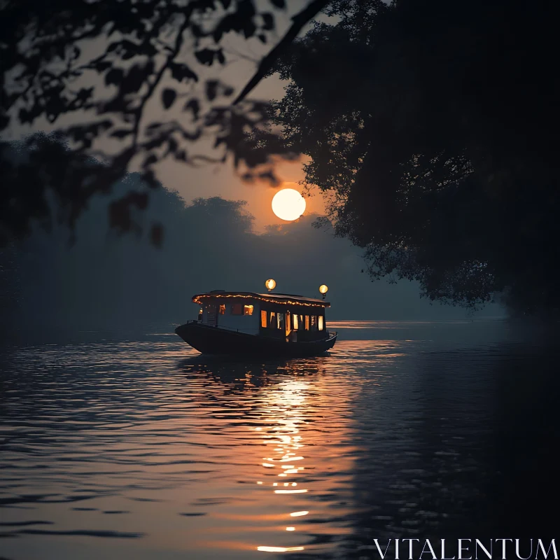 Sunset Serenity on a River AI Image