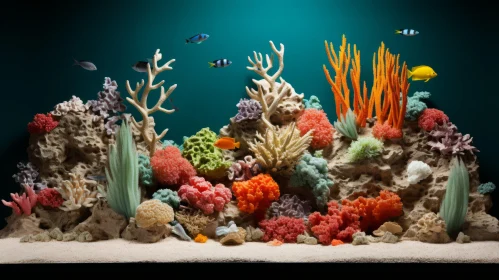 Colorful Coral Aquarium - Miniature Diorama Desktop Image
