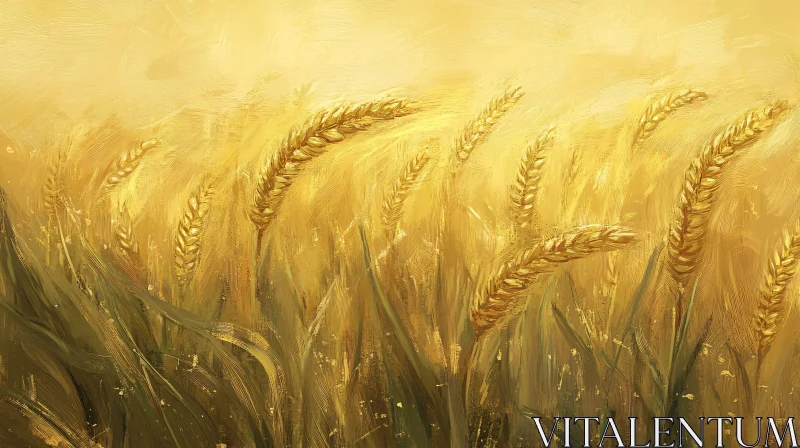 AI ART Sunlit Wheat Field Art