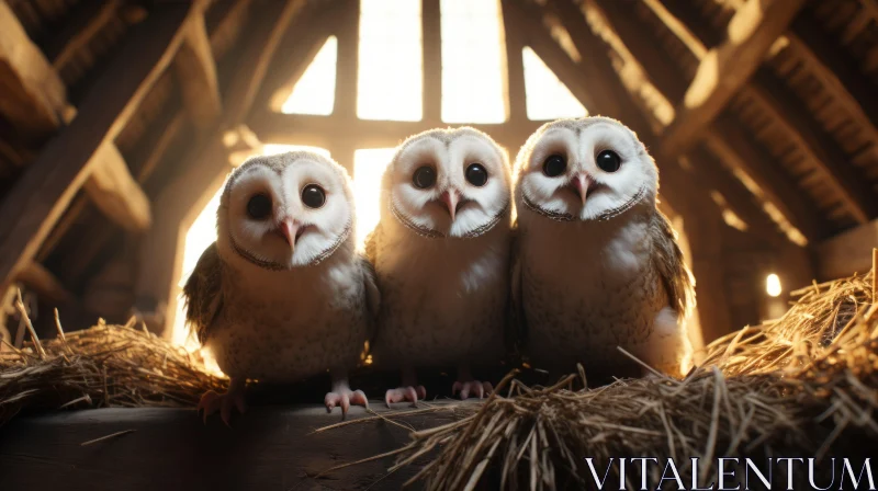Fairytale-Inspired Cinematic Scene with Barn Owls AI Image