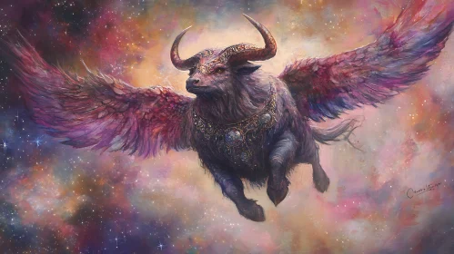 Ornate Flying Bison in Nebula